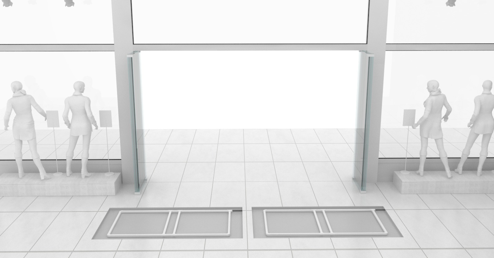 Storefront view: full detection coverage without disrupting the entrance design.