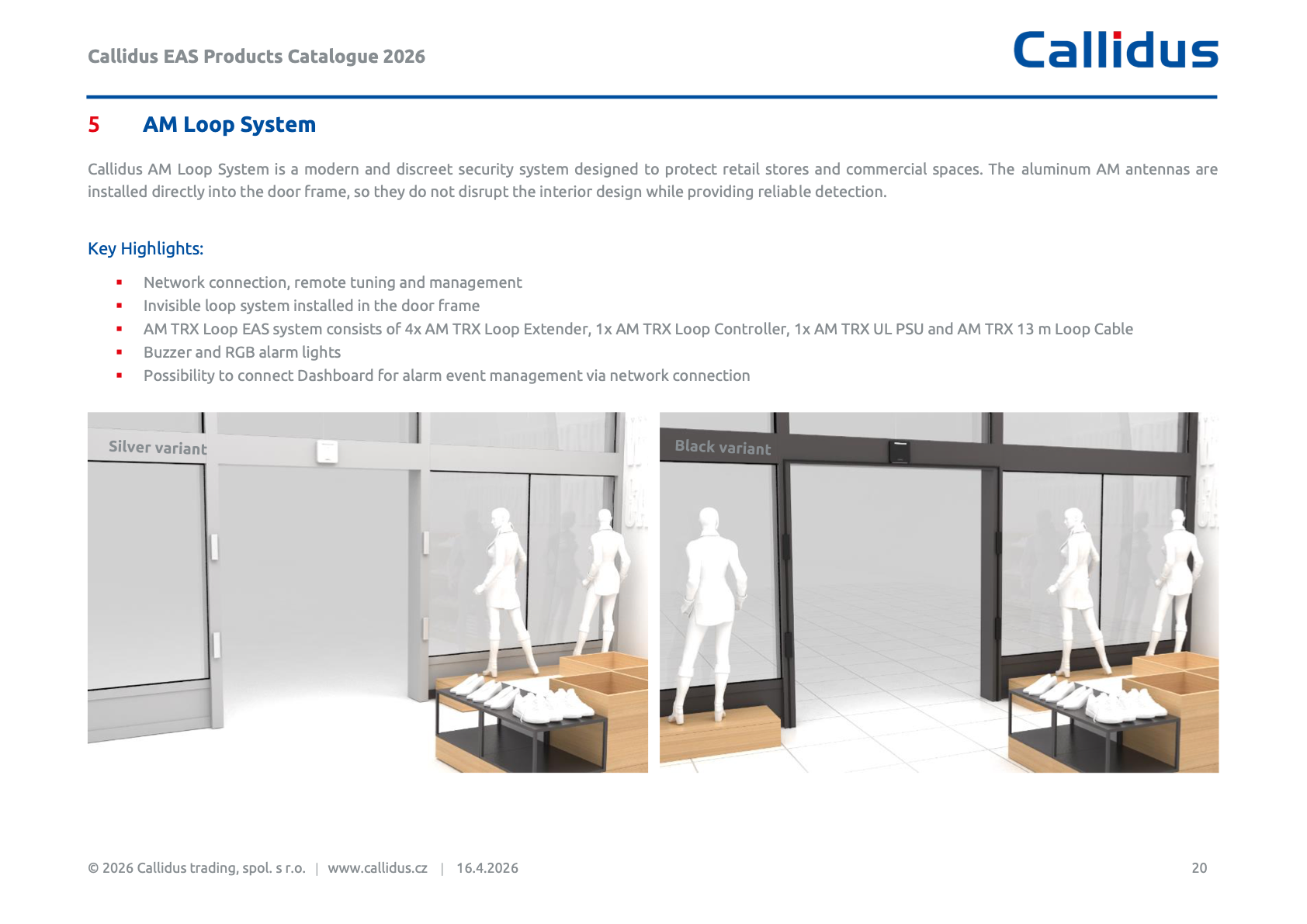 AM Loop System product visuals from the Callidus EAS catalogue
